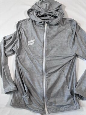 Hurley Mens Lightweight Hooded Zip Jacket Light Gray Small Activewear Hoodie